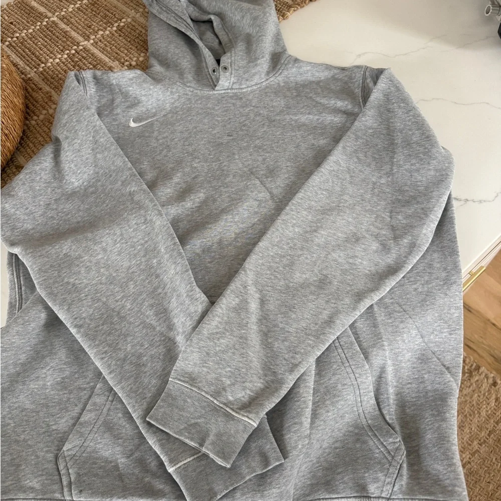 Nike Light Grey Pullover Hoodie with White Swoosh